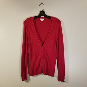 New York & Company Red Button Down Cardigan
